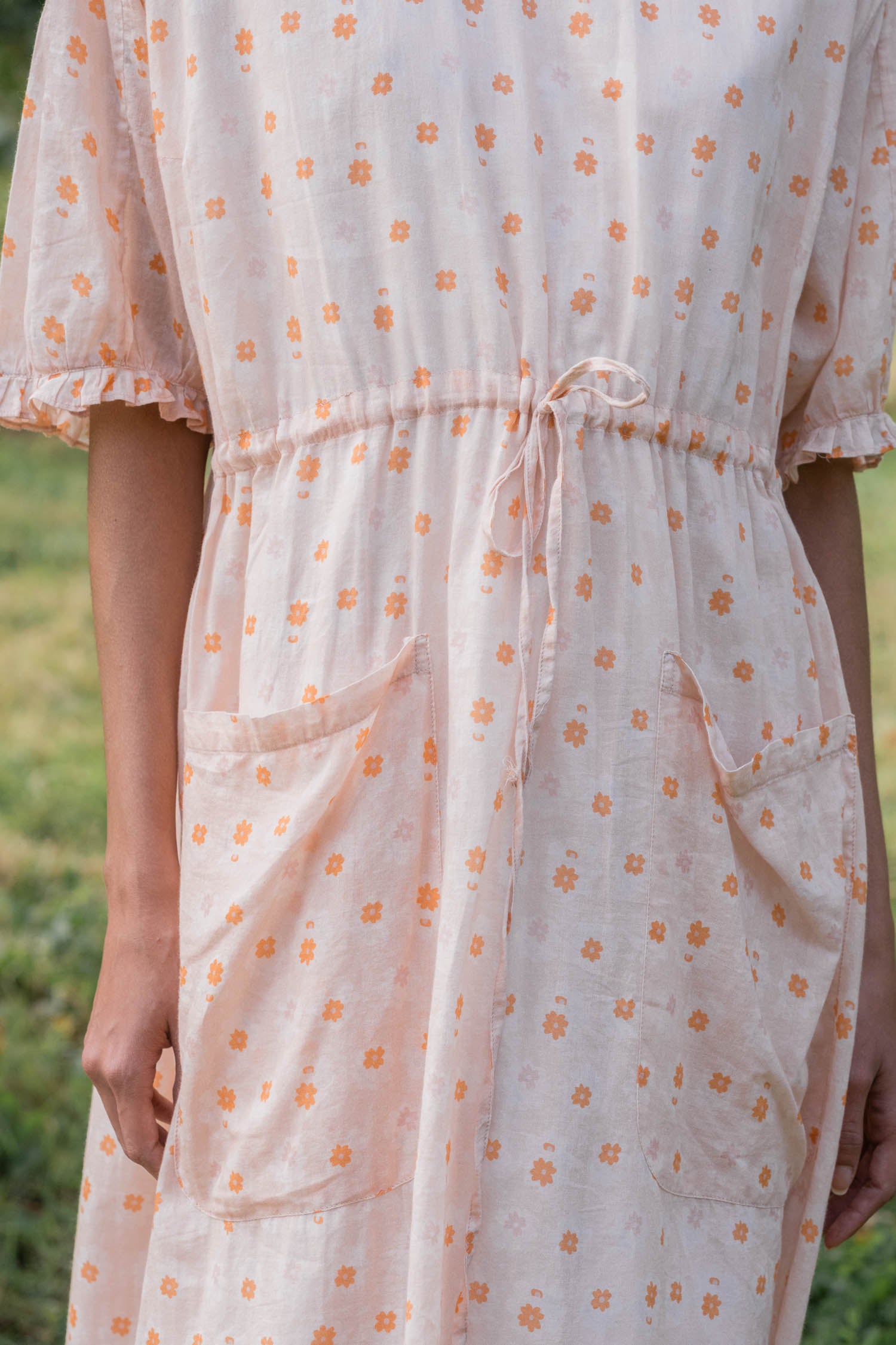 1043 comfy pocket small flower printed cotton dress