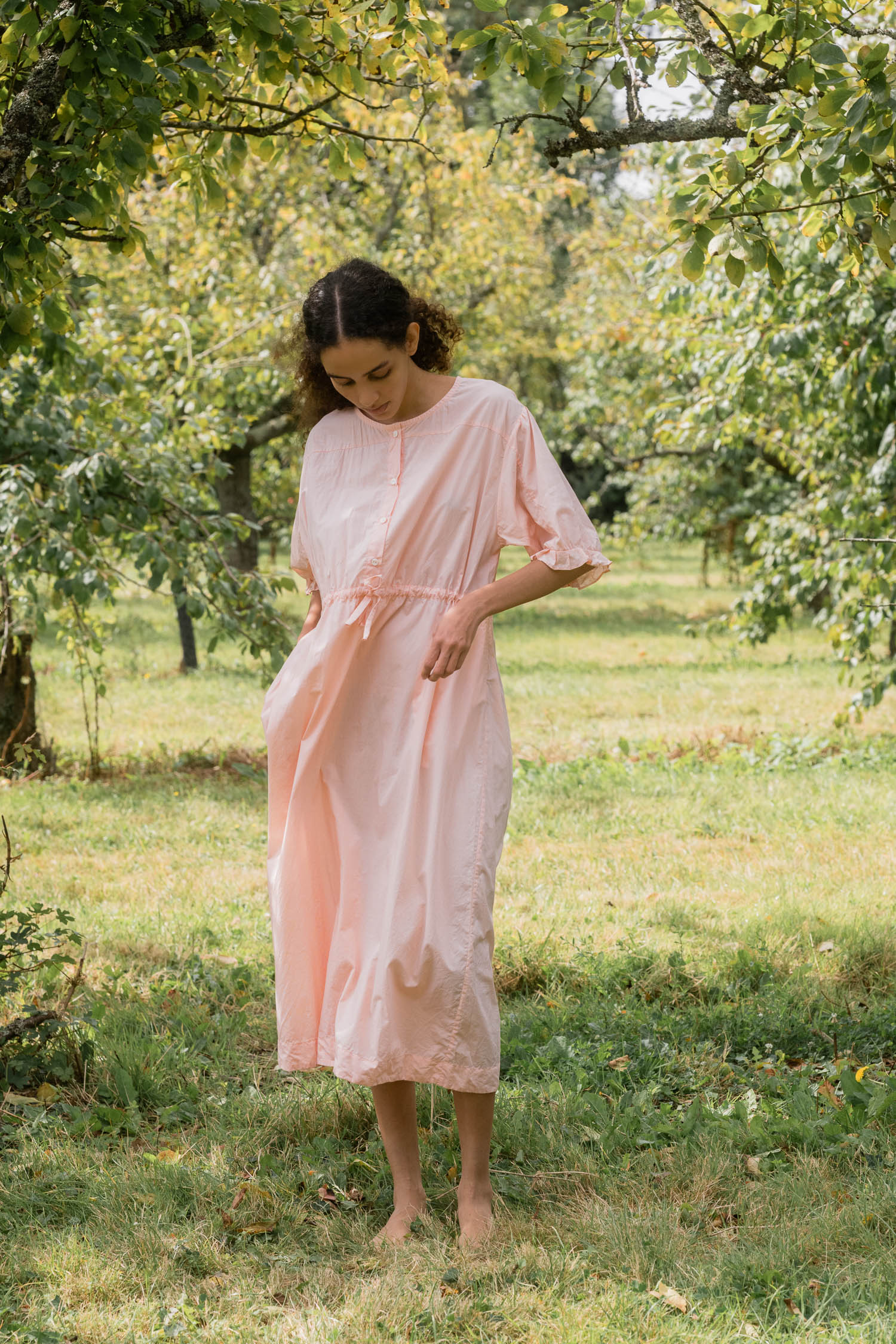 comfy yoke dress cotton tiny check