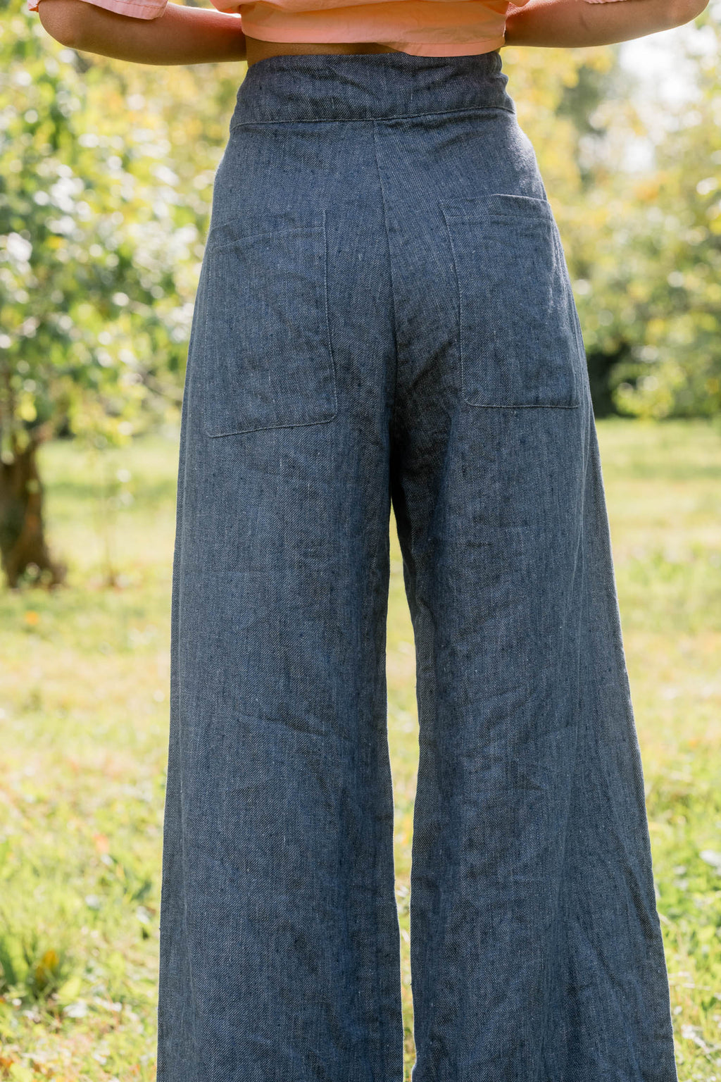 sale flare pants linen denim