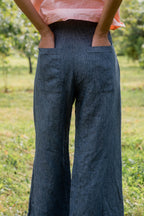 sale flare pants linen denim