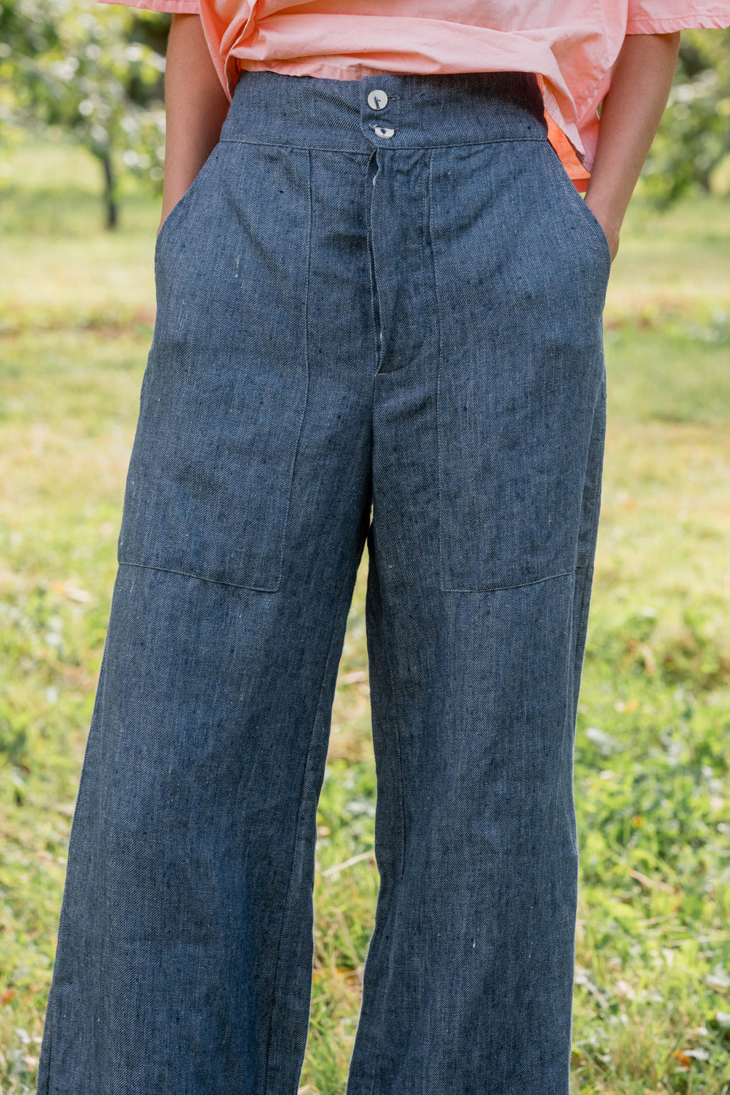 sale flare pants linen denim