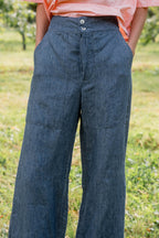 sale flare pants linen denim
