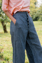 sale flare pants linen denim