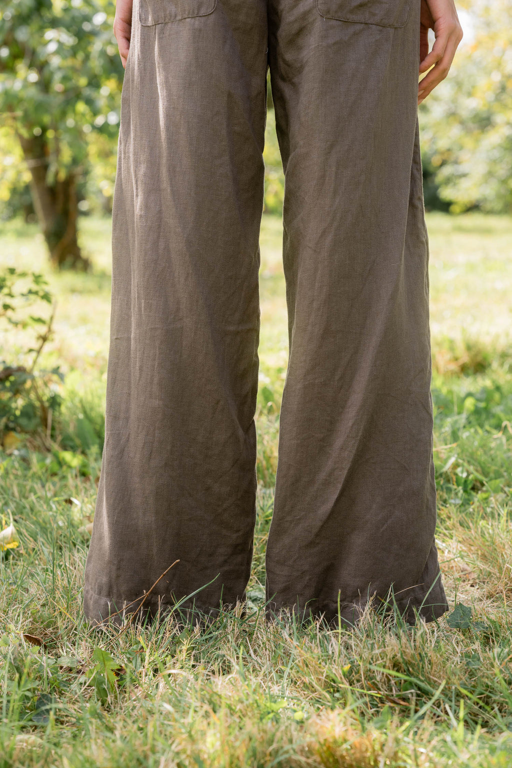 sale flare pants linen twill