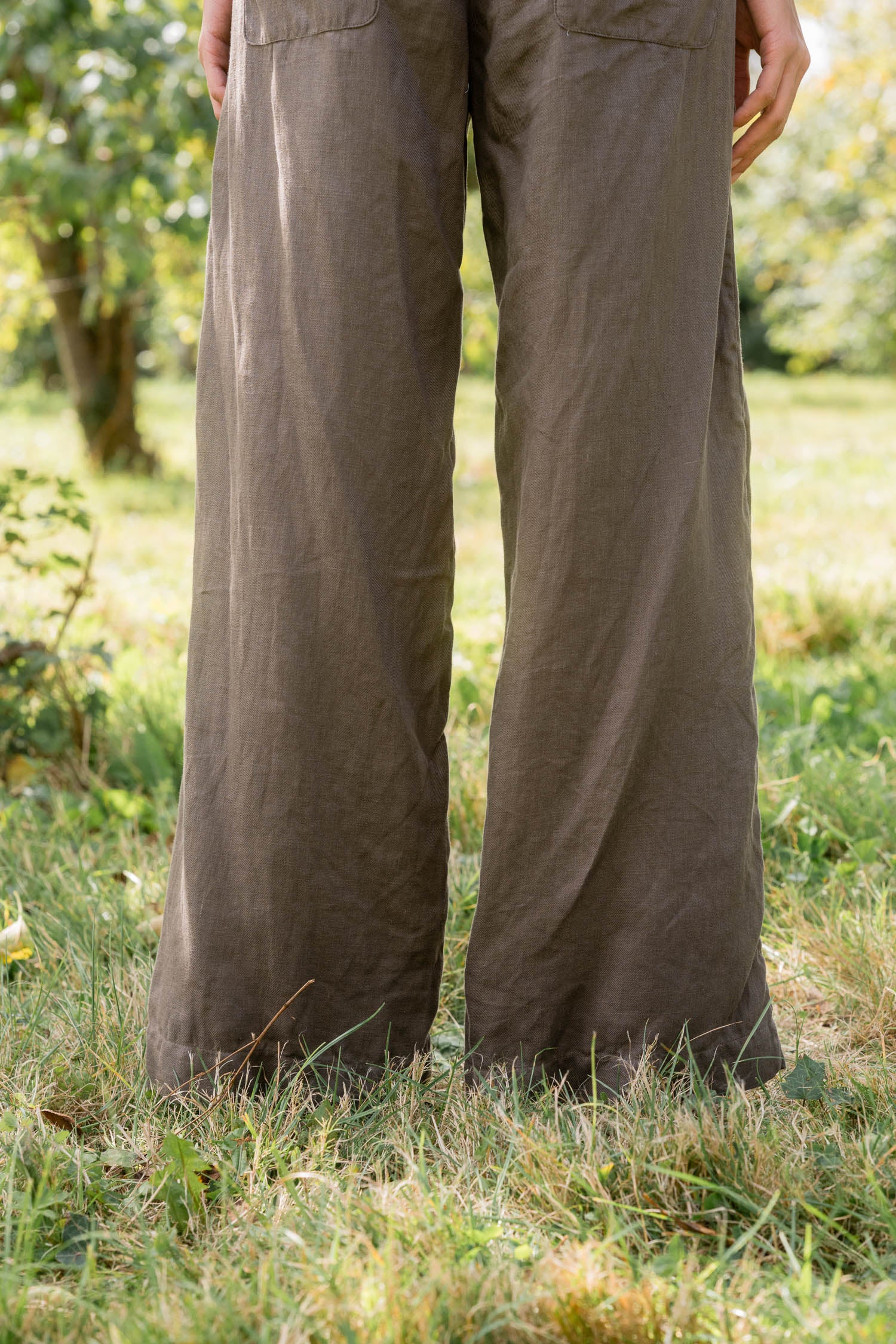 sale flare pants linen twill