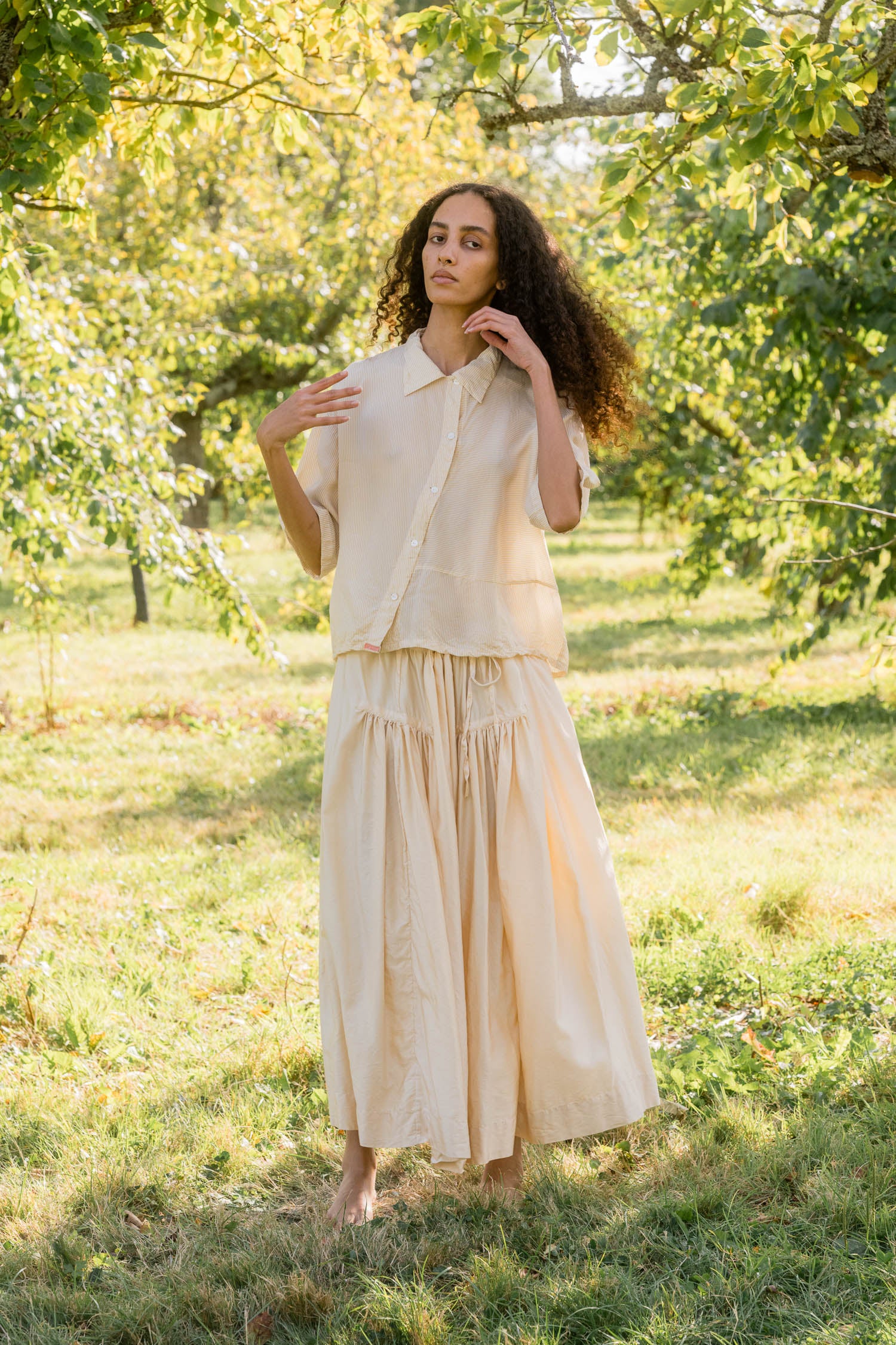 new frida skirt silk cotton satin
