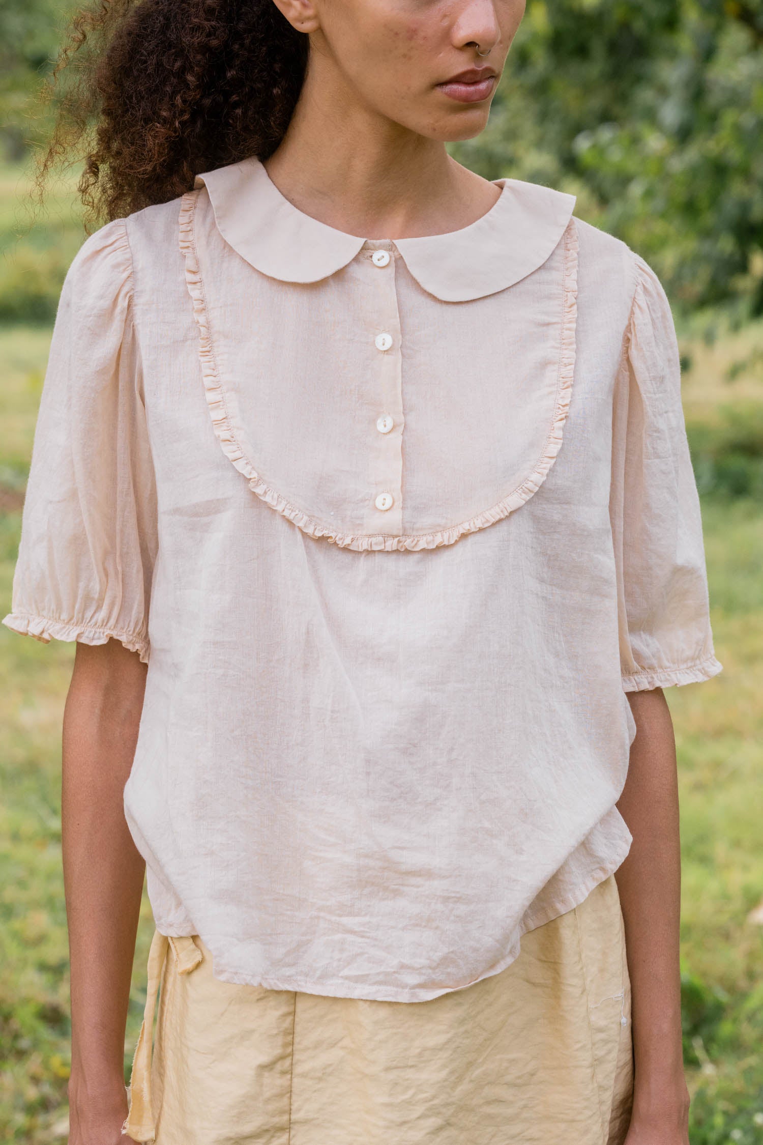 sale frill yoke blouse cotton voile