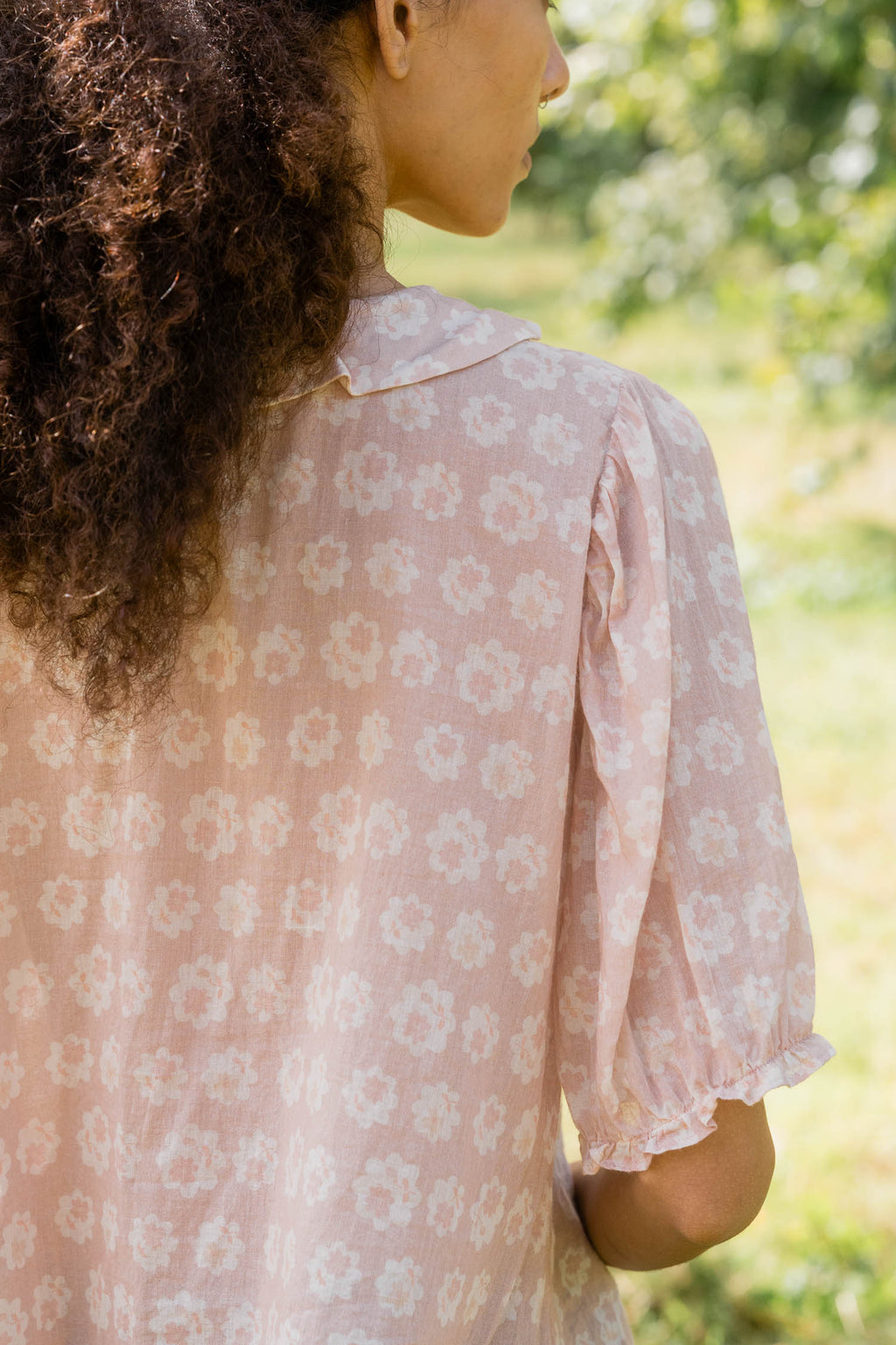 sale print frill yoke blouse small flower