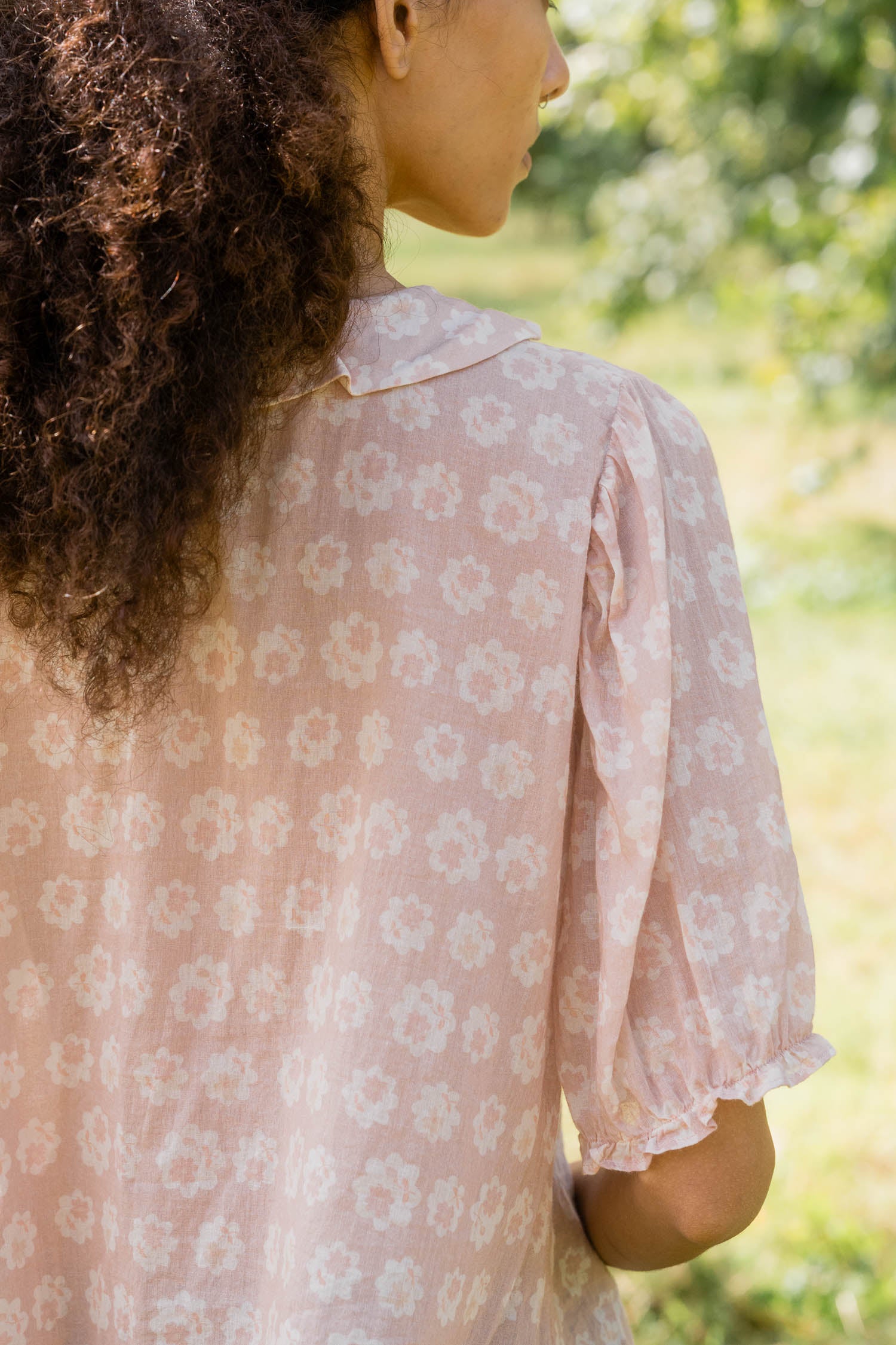 sale print frill yoke blouse small flower