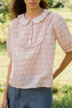 sale print frill yoke blouse small flower