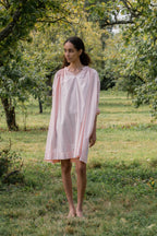 gathered dress cotton tiny check
