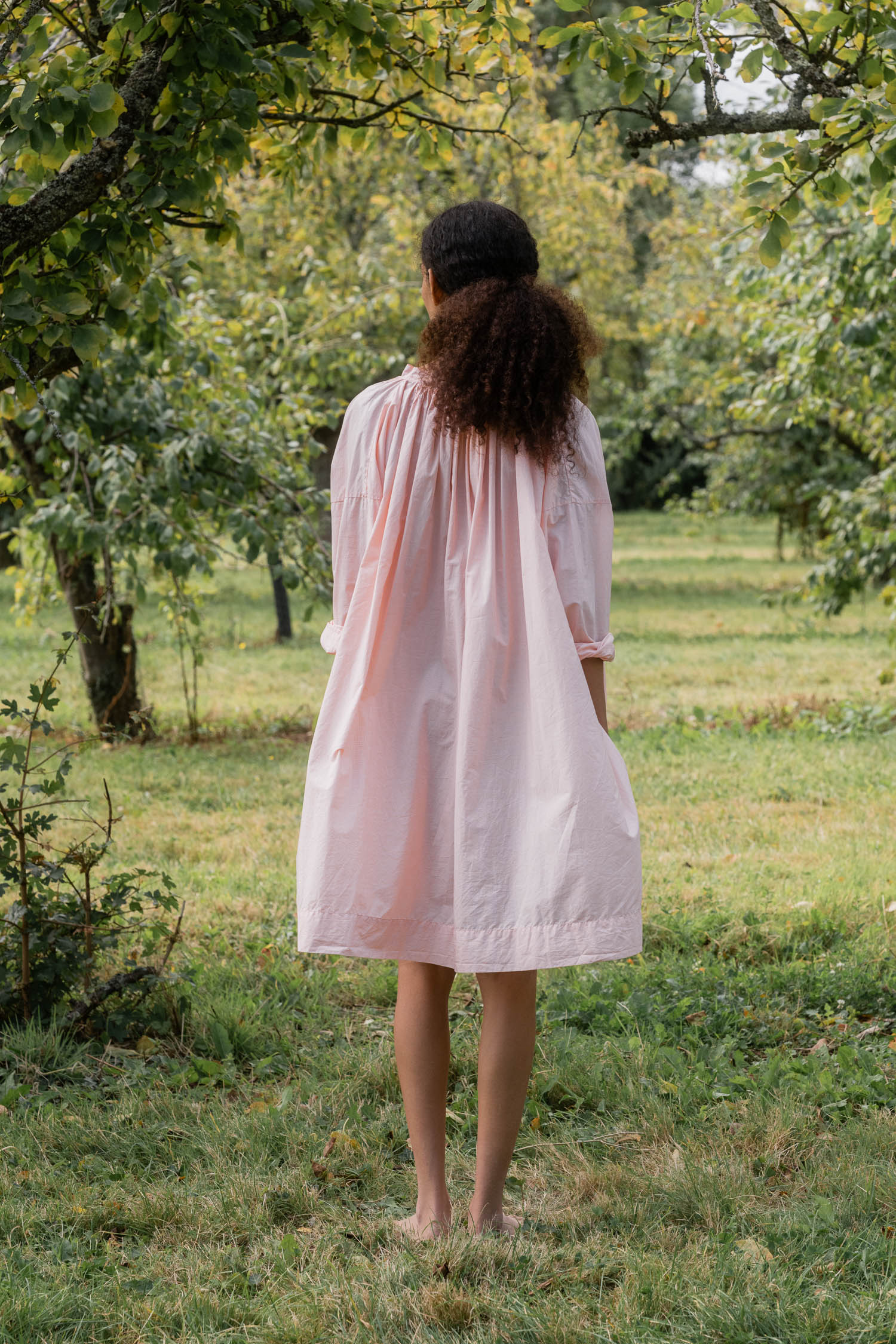 gathered dress cotton tiny check