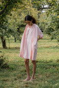 gathered dress cotton tiny check