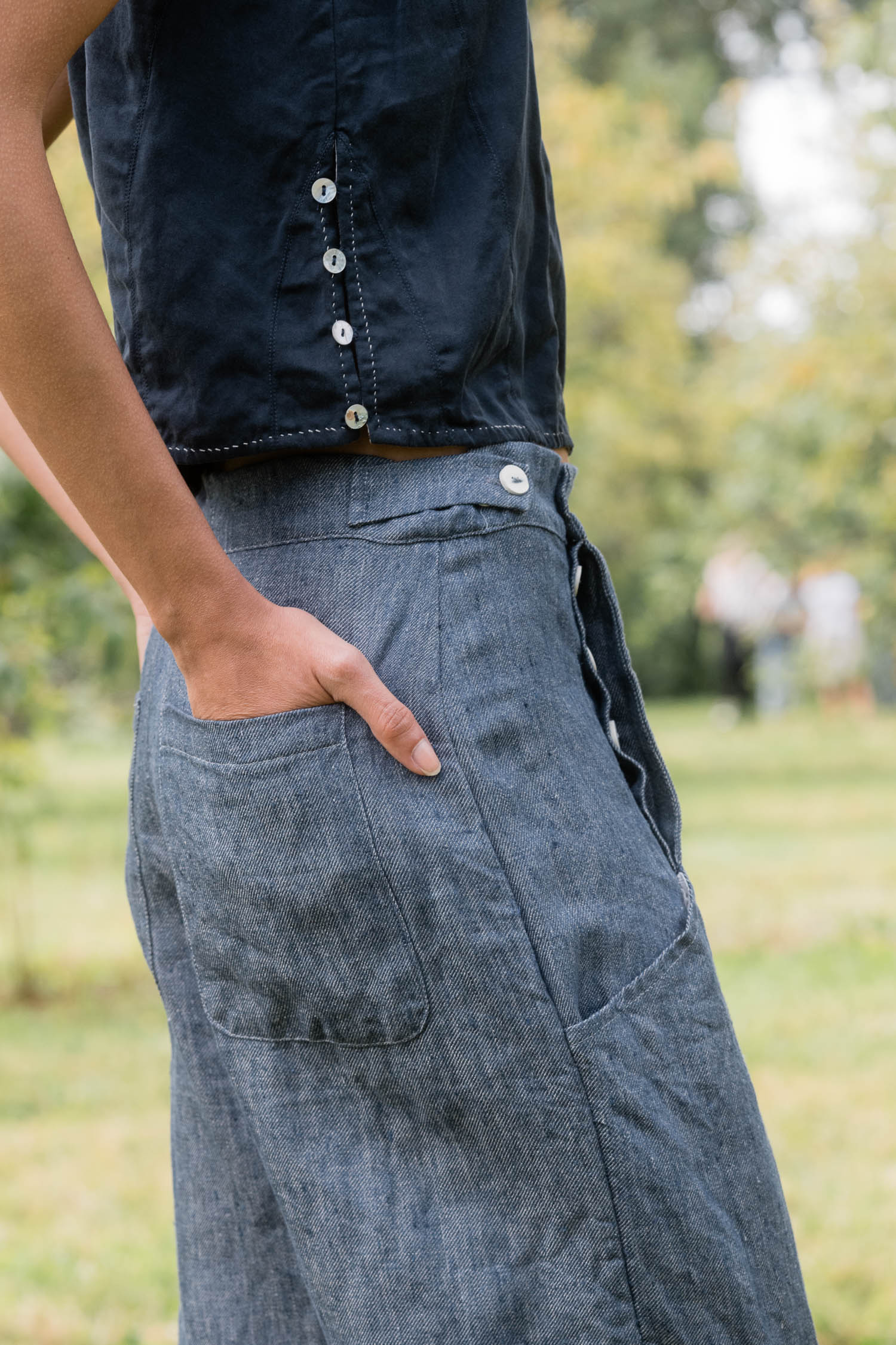 sale hem pants linen denim