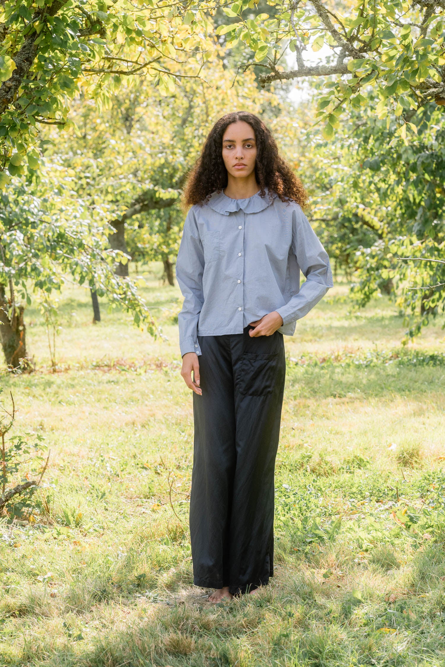 sale puckered collar shirt cotton tiny check