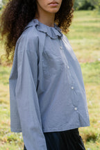 sale puckered collar shirt cotton tiny check