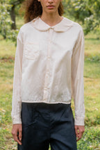 sale round collar blouse silk cotton satin