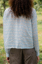 sale round collar blouse cotton voile small print