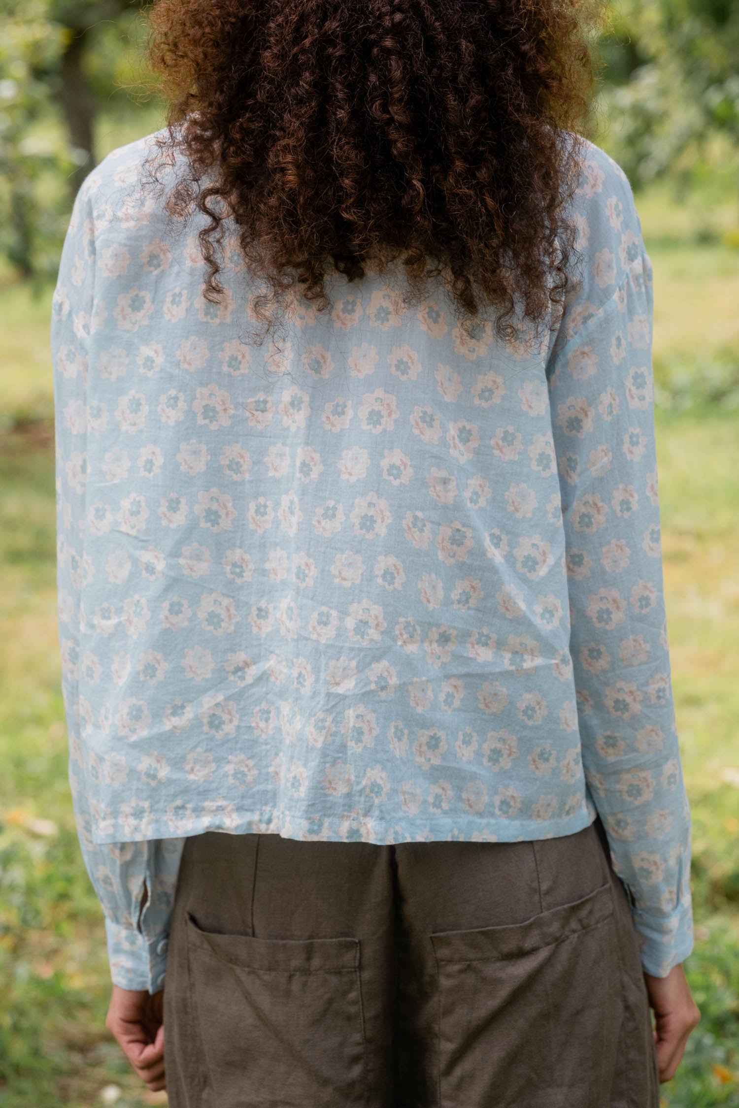 sale round collar blouse cotton voile small print