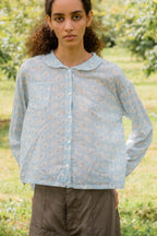 sale round collar blouse cotton voile small print