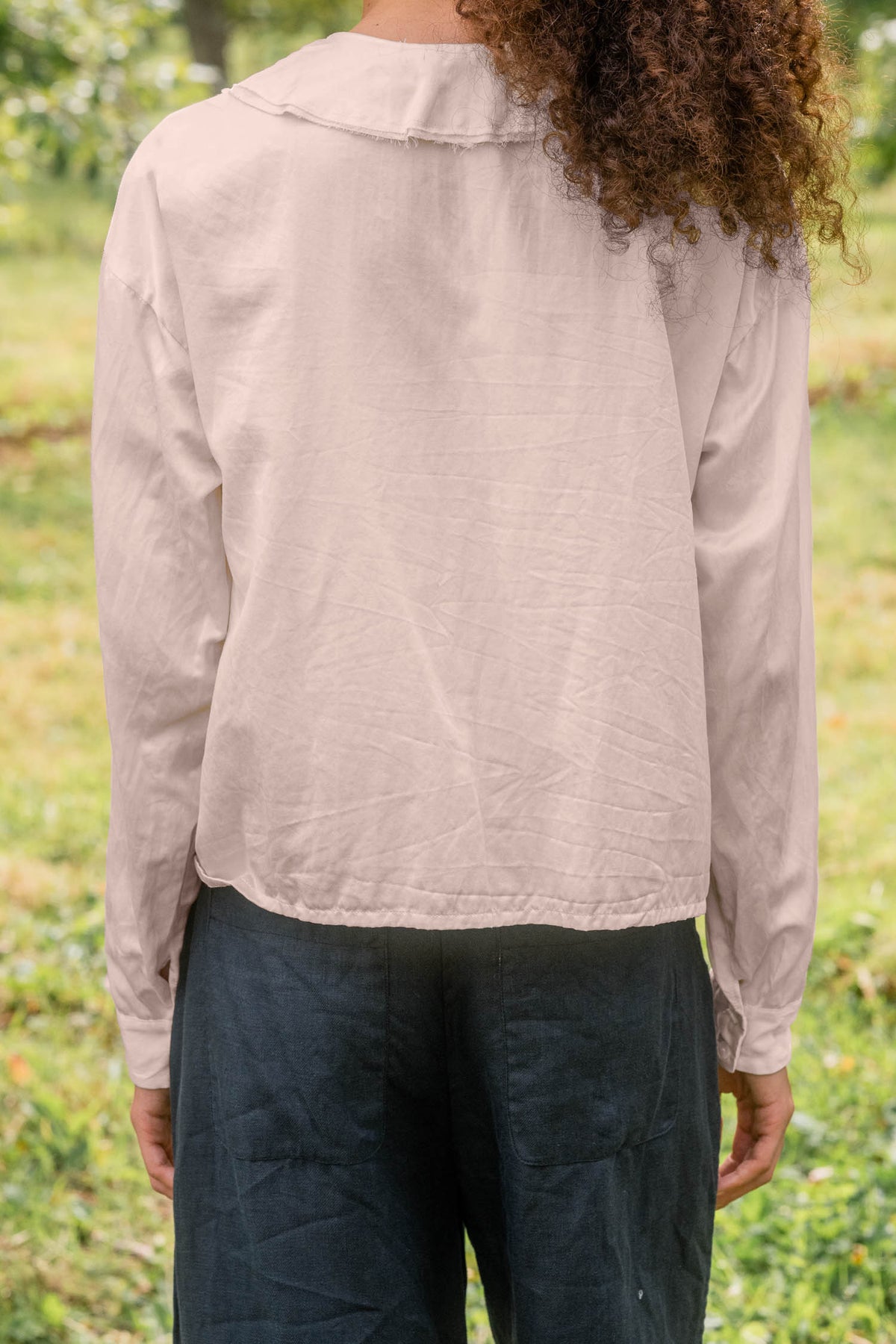round collar blouse silk cotton satin