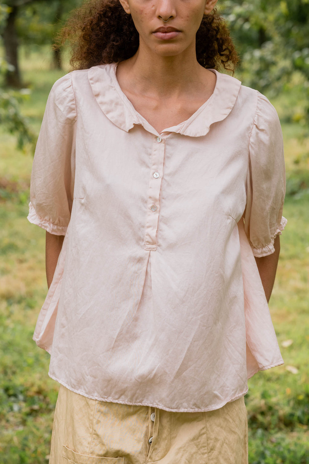 sale sweet blouse silk cotton satin