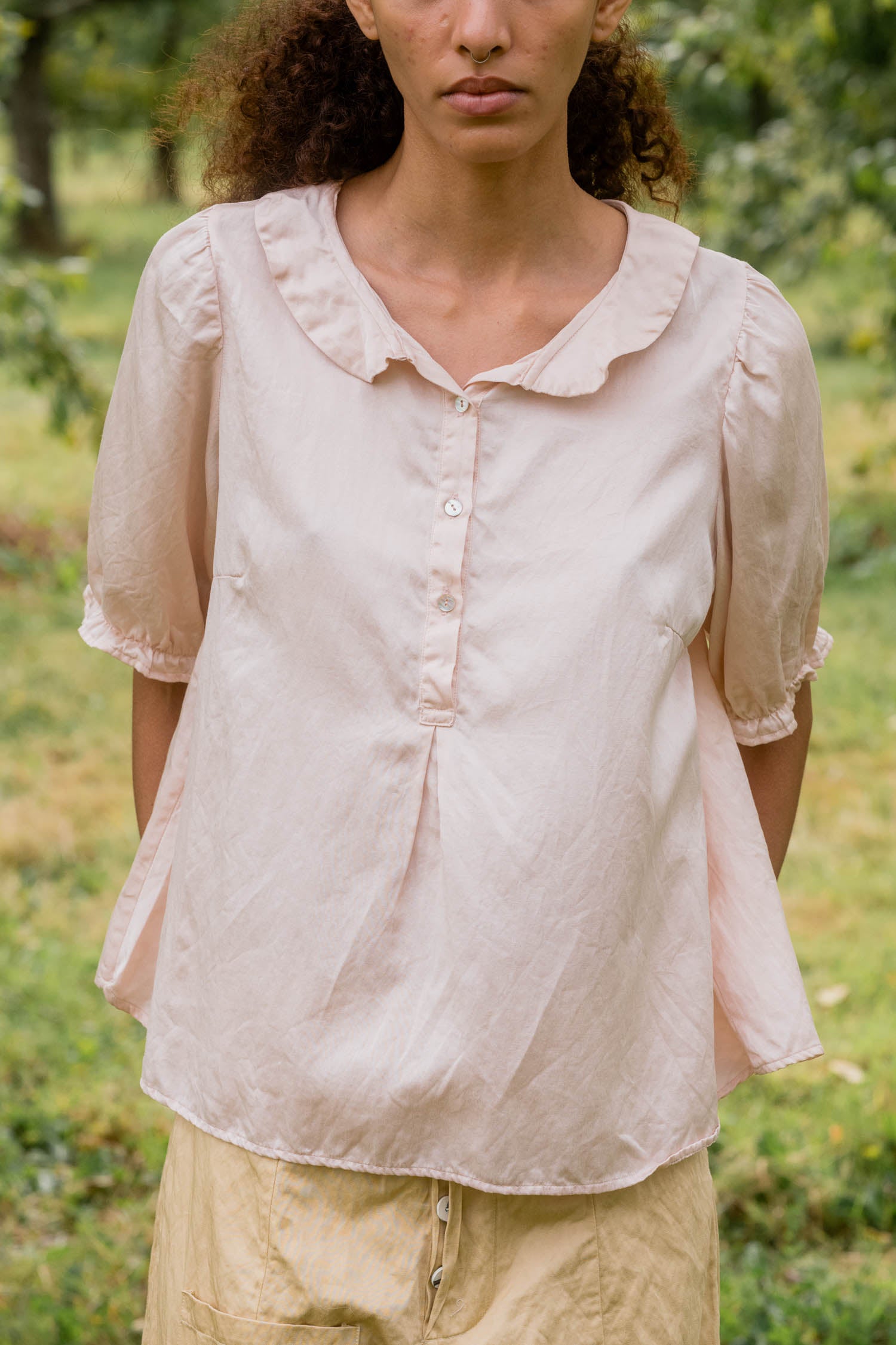 sale sweet blouse silk cotton satin