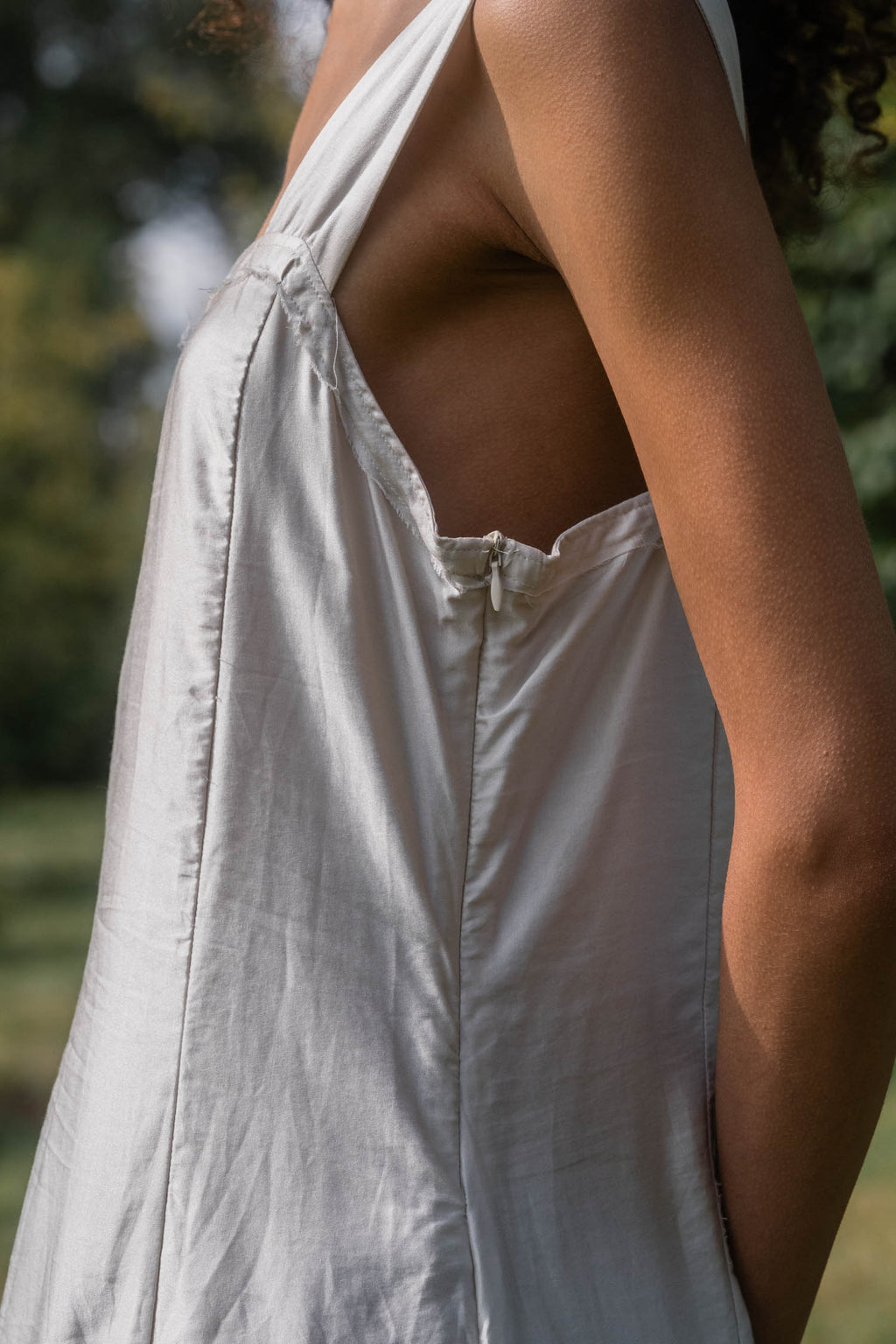 wide strap dress silk cotton satin