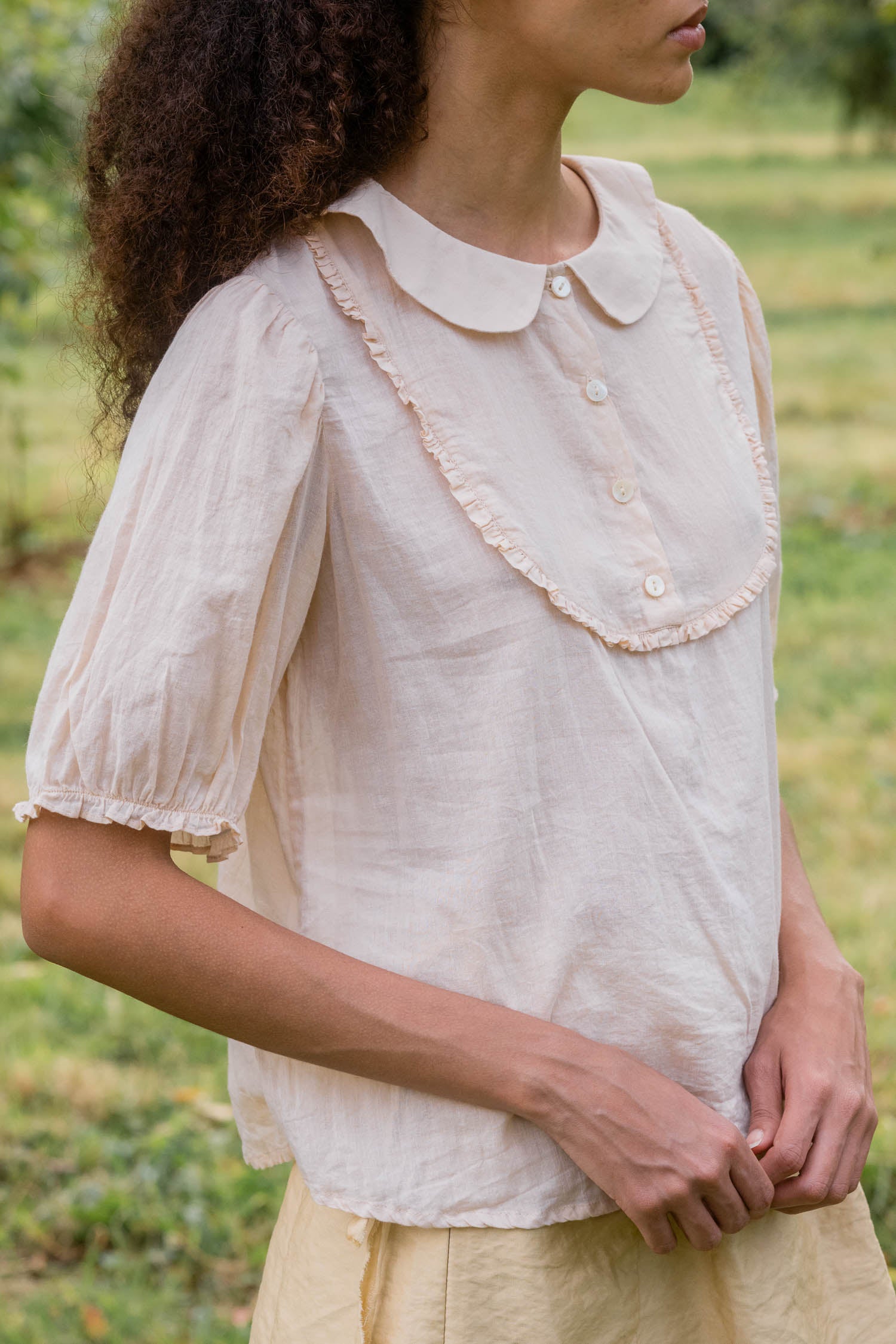 sale frill yoke blouse cotton voile