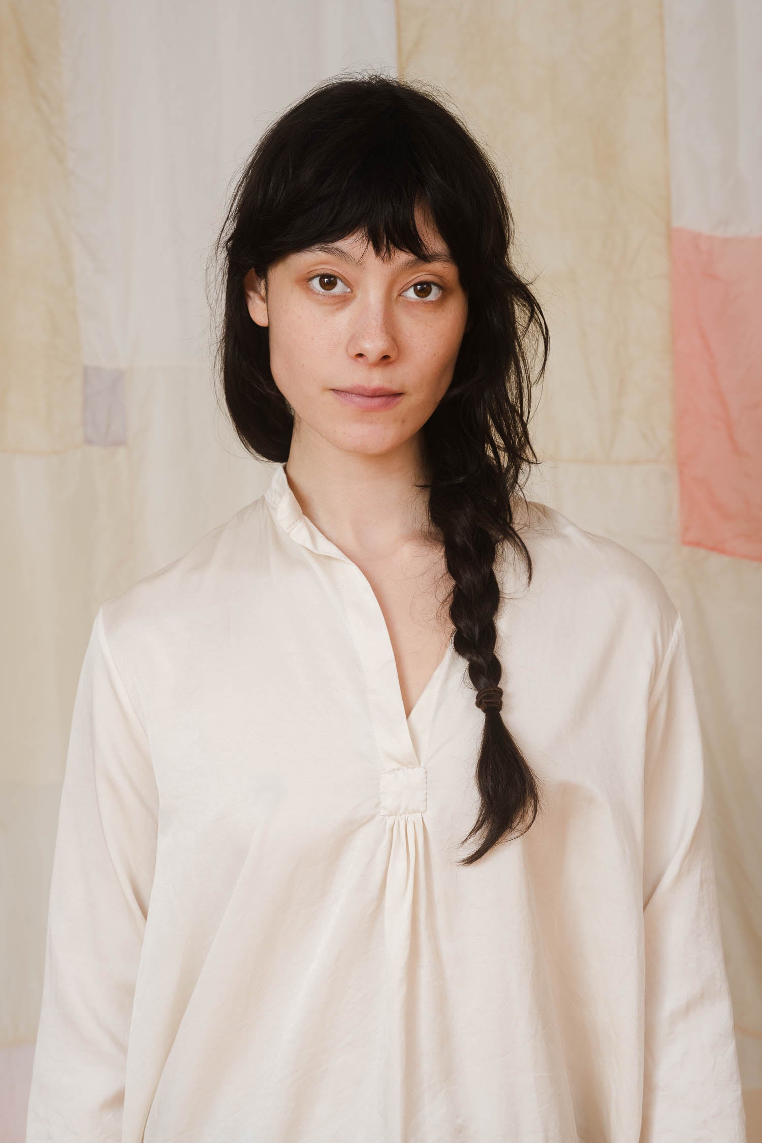 sunny shirt long silk cotton satin