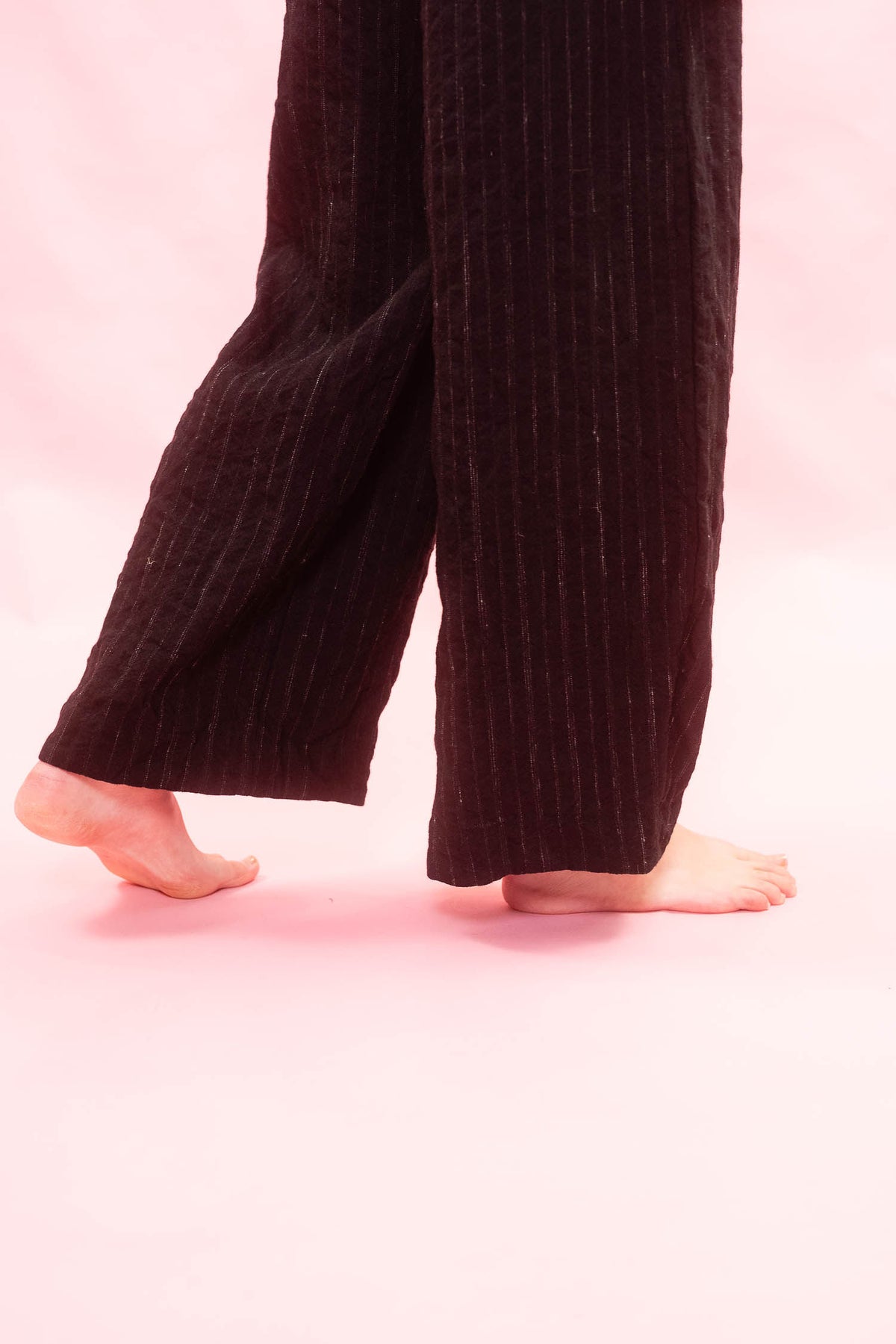 tailored line pants black wool stripe