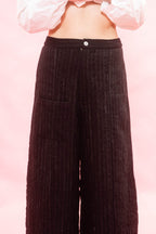 tailored line pants black wool stripe