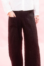 tailored line pants black wool stripe