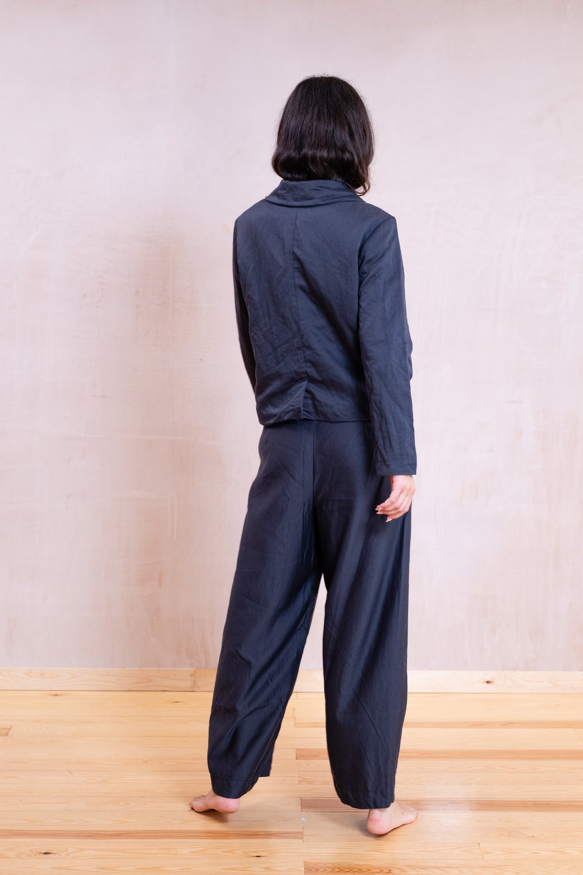 tailored wide leg pants french cotton sateen