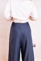 tailored wide leg pants french cotton sateen