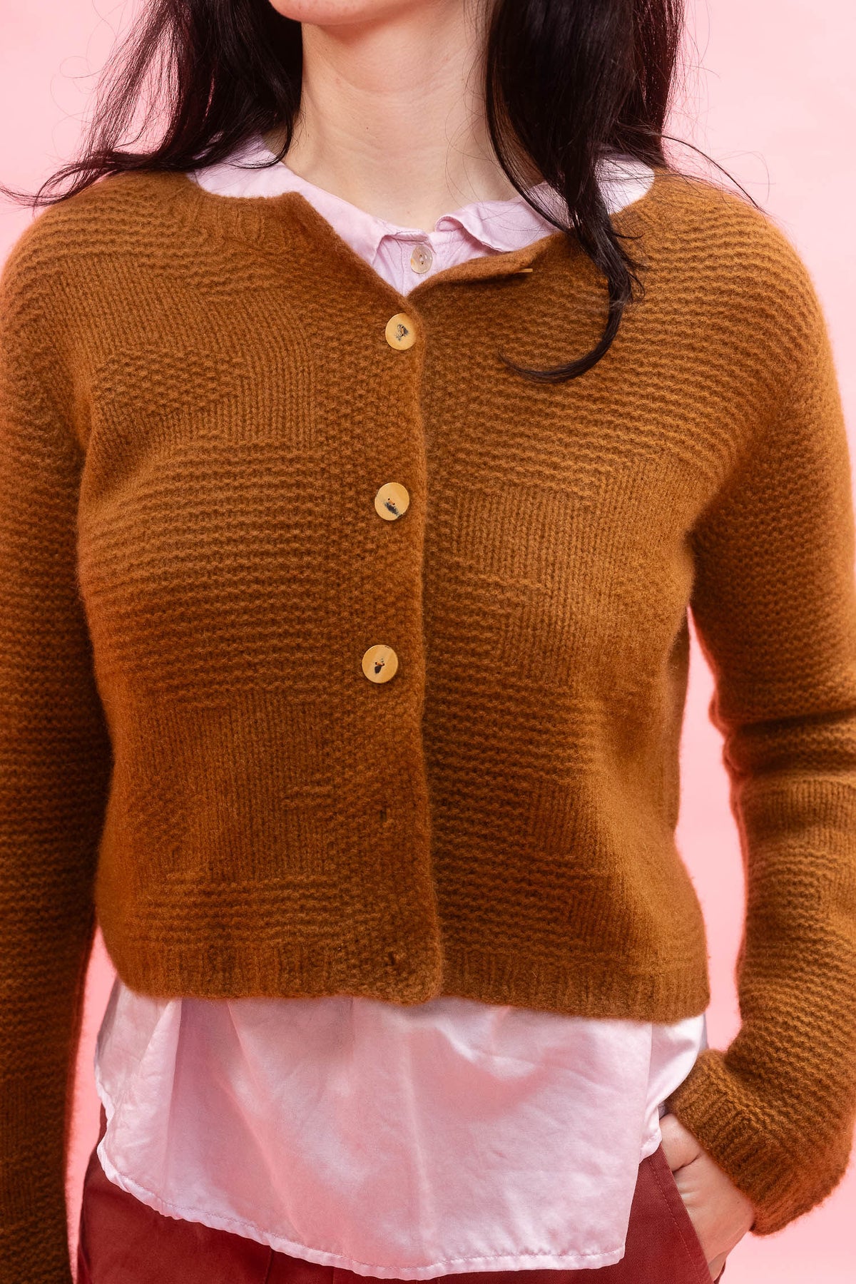 textured flower cardigan cashmere