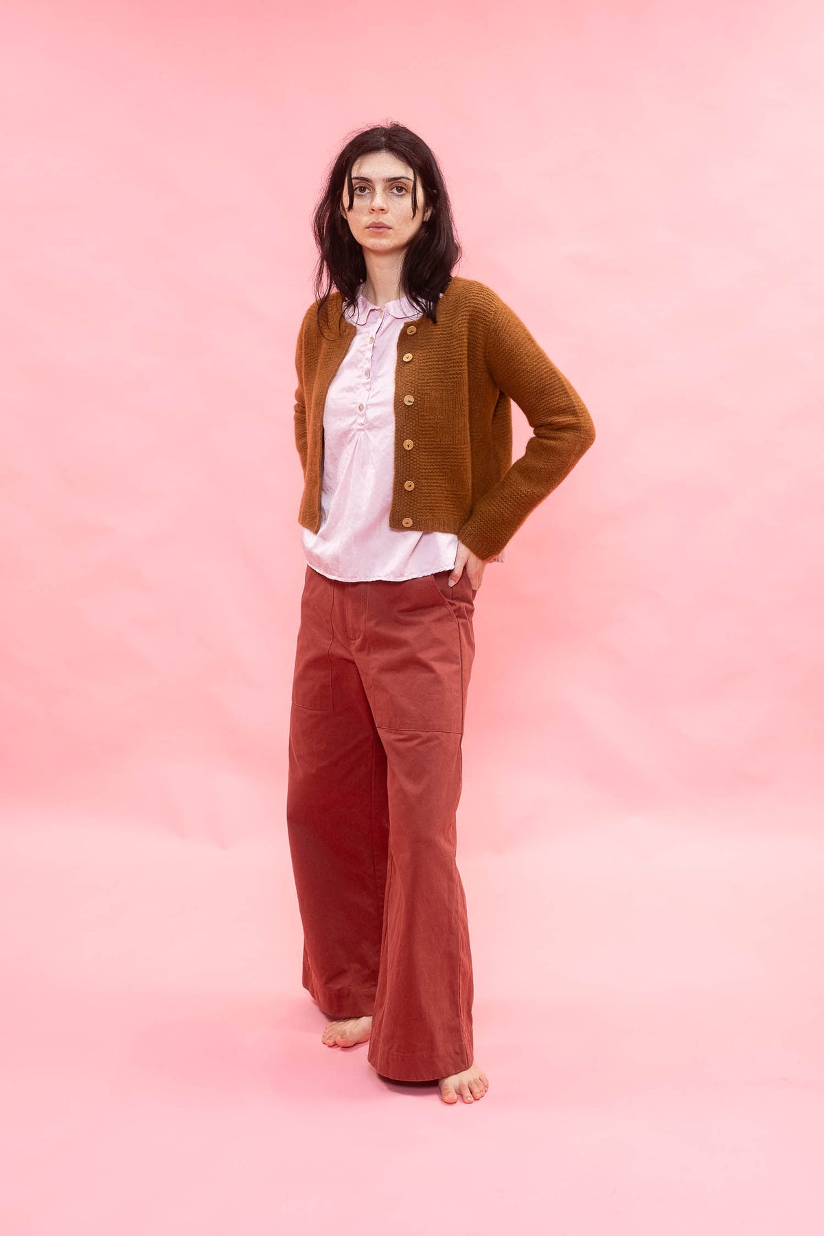 textured flower cardigan cashmere