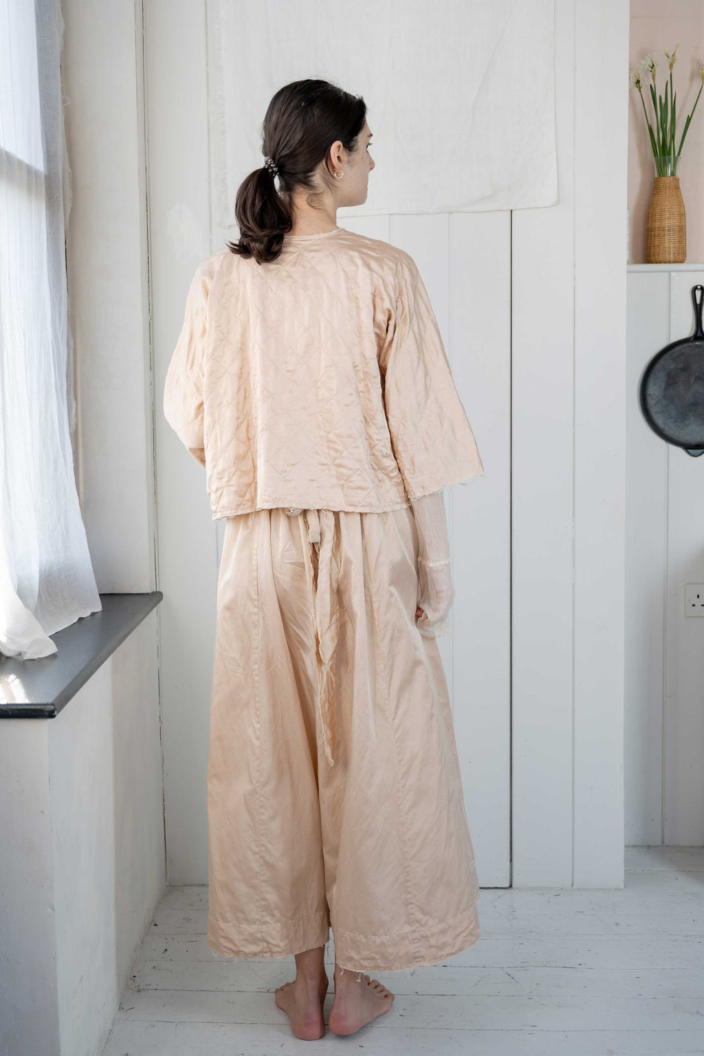 sale tie top quilted jacket silk