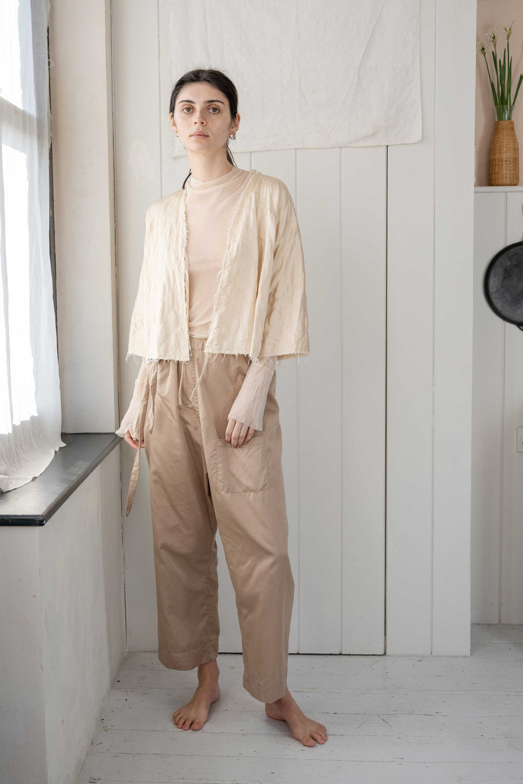 sale tie top quilted jacket silk