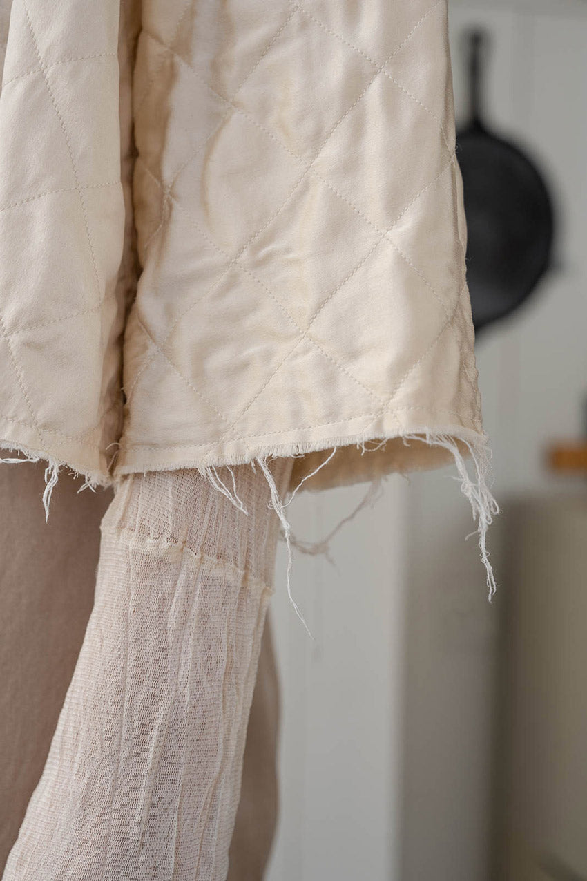 sale tie top quilted jacket silk