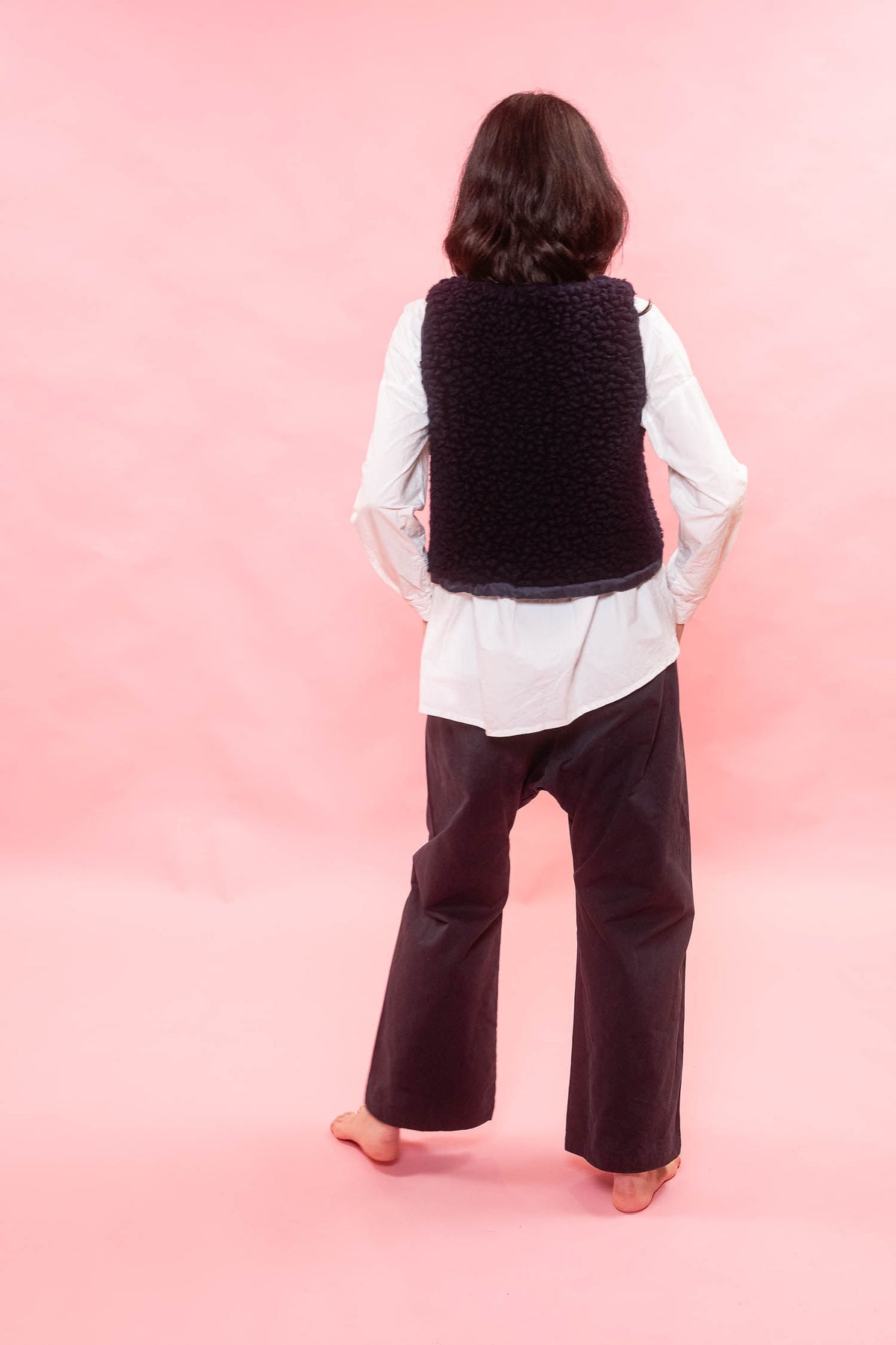 wrap tie vest big fluffy