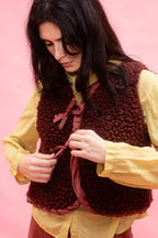 wrap tie vest big fluffy