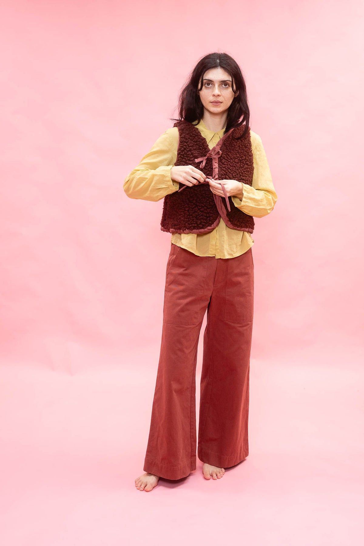 flare pants italian cotton twill