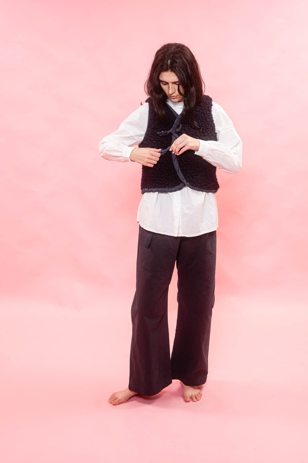 wrap tie vest big fluffy