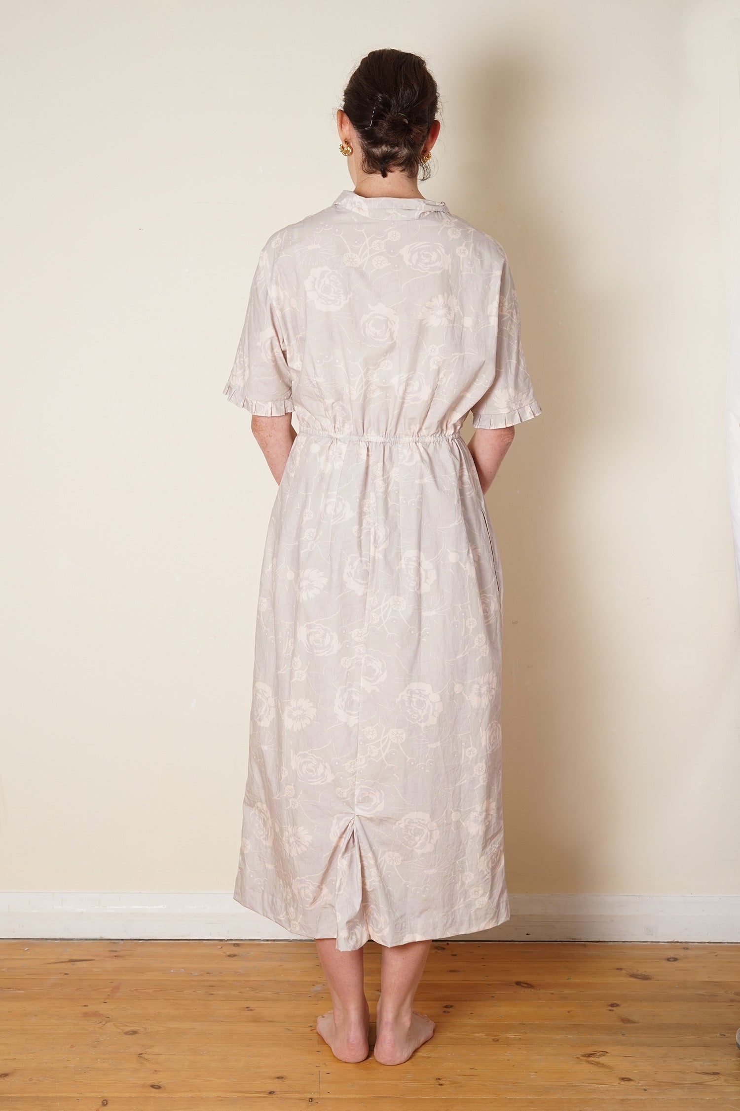 uniform dress rose print cotton poplin