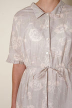 uniform dress rose print cotton poplin