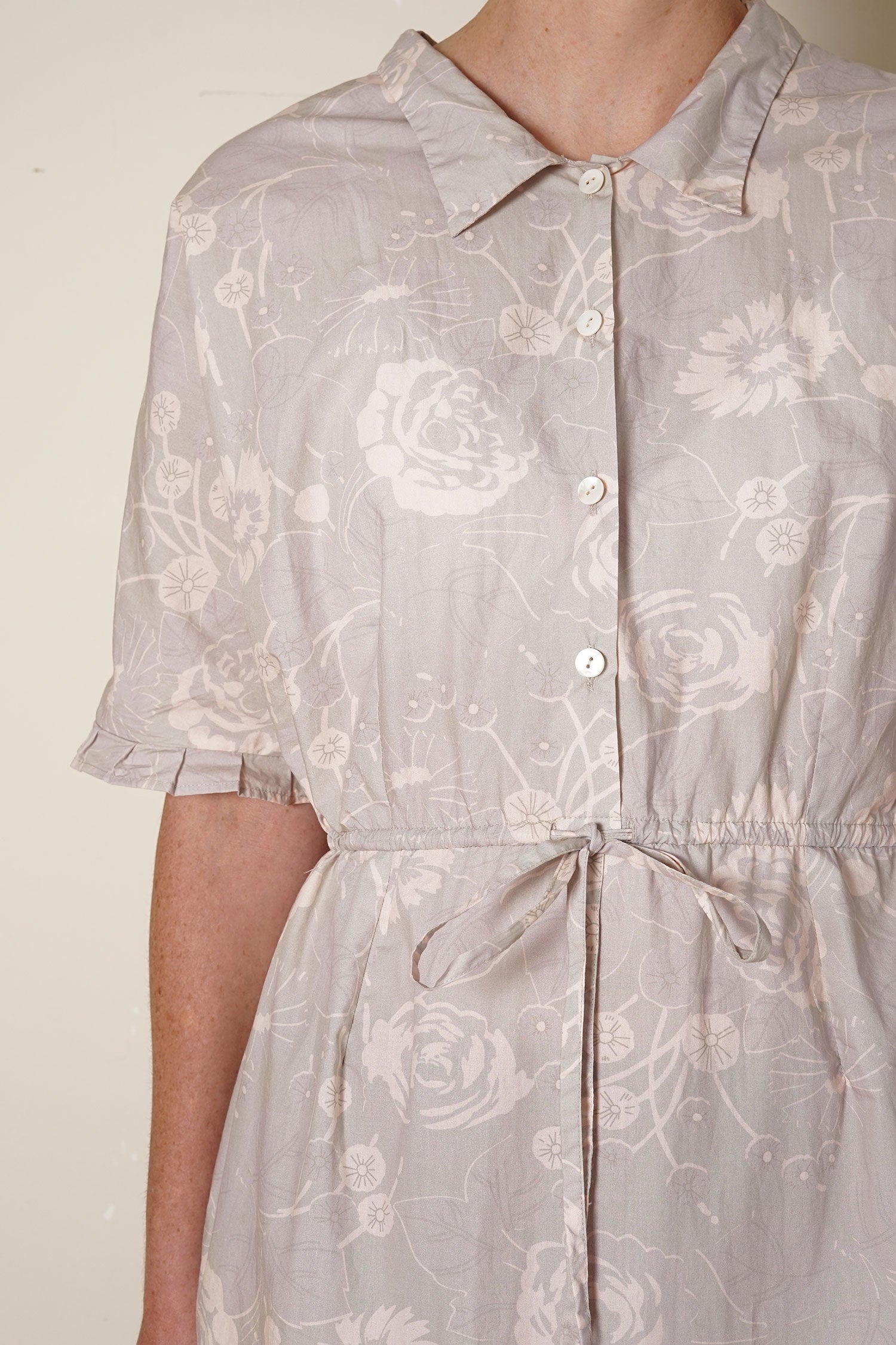 uniform dress rose print cotton poplin