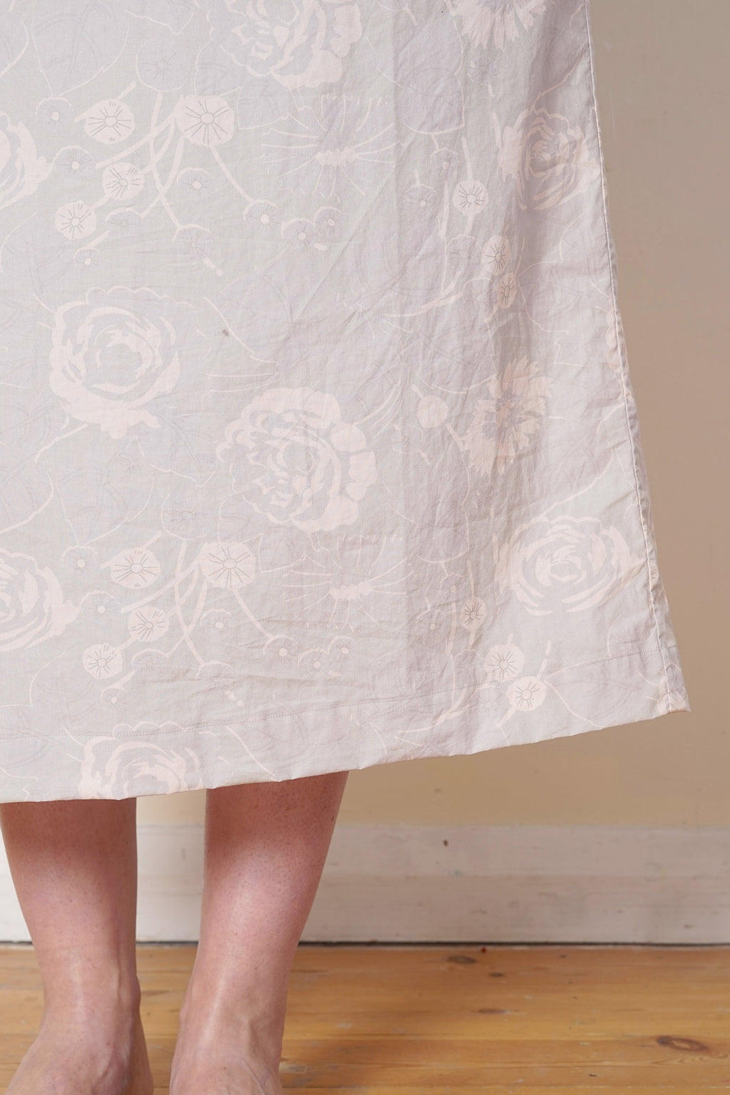 uniform dress rose print cotton poplin