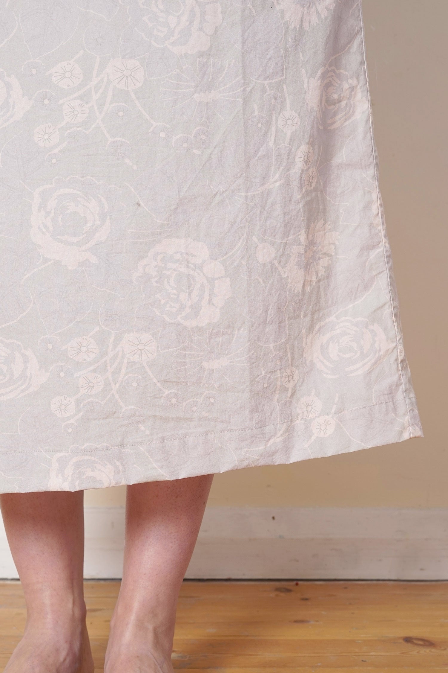 uniform dress rose print cotton poplin