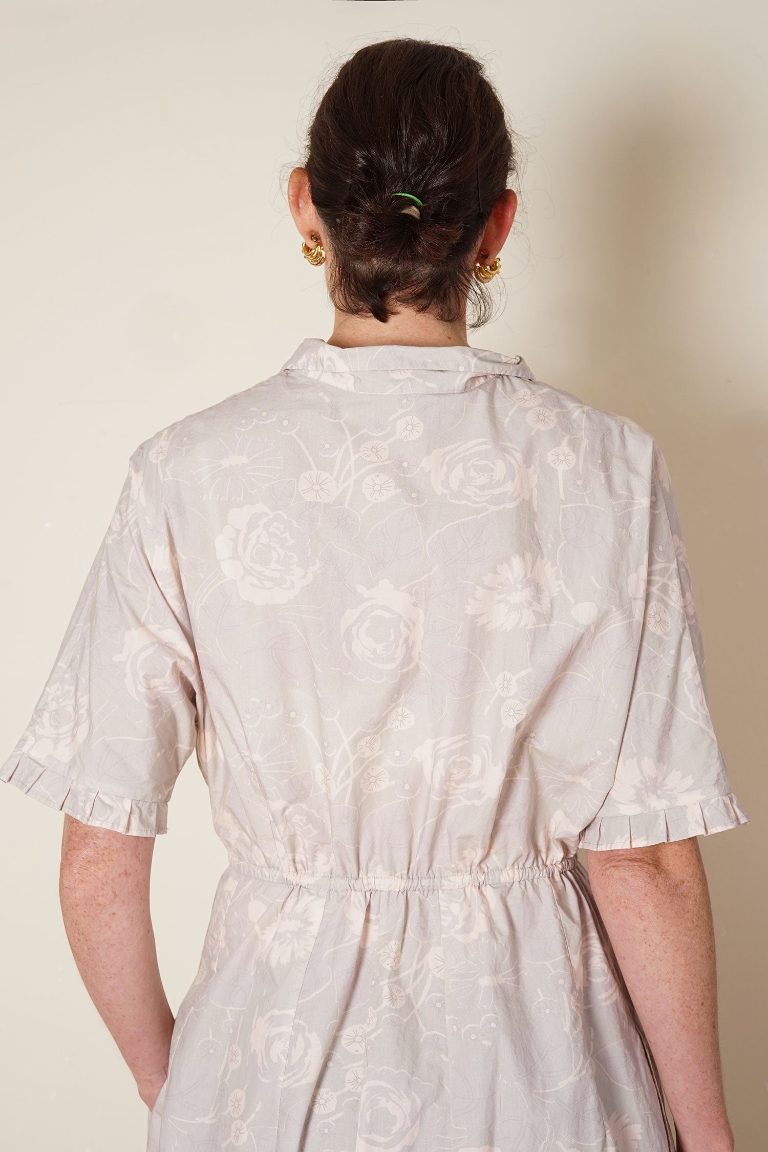 uniform dress rose print cotton poplin